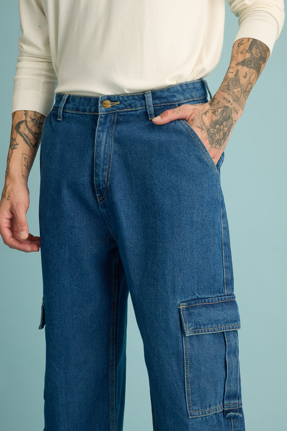 Ucla Blue Men's Cargo Jeans